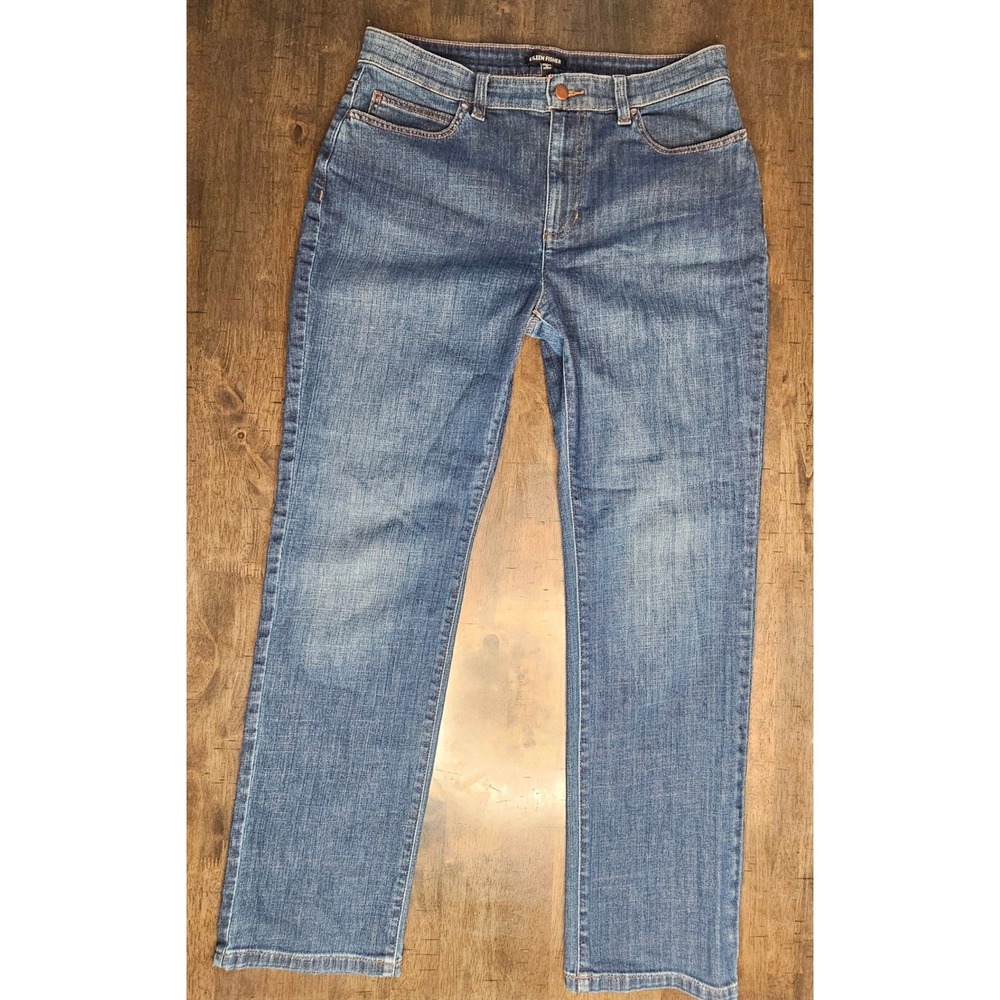 Eileen Fisher High Rise Jeans Organic Cotton Med Wash Straight Leg 12 Fall 2020 - Picture 2 of 10